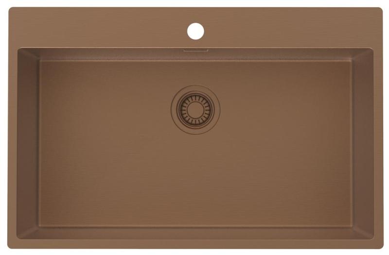 Pure.Sink Luxion Chiuvetă mare din cupru 78x50 cm Tapwing cu suport pentru robinet PLX7850T-62