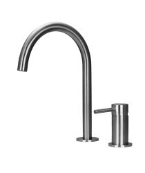 Pure.Sink Luxion Robinet de bucătărie din oțel inoxidabil masiv cu 2 orificii și ieșire rotundă PLX2HR-02