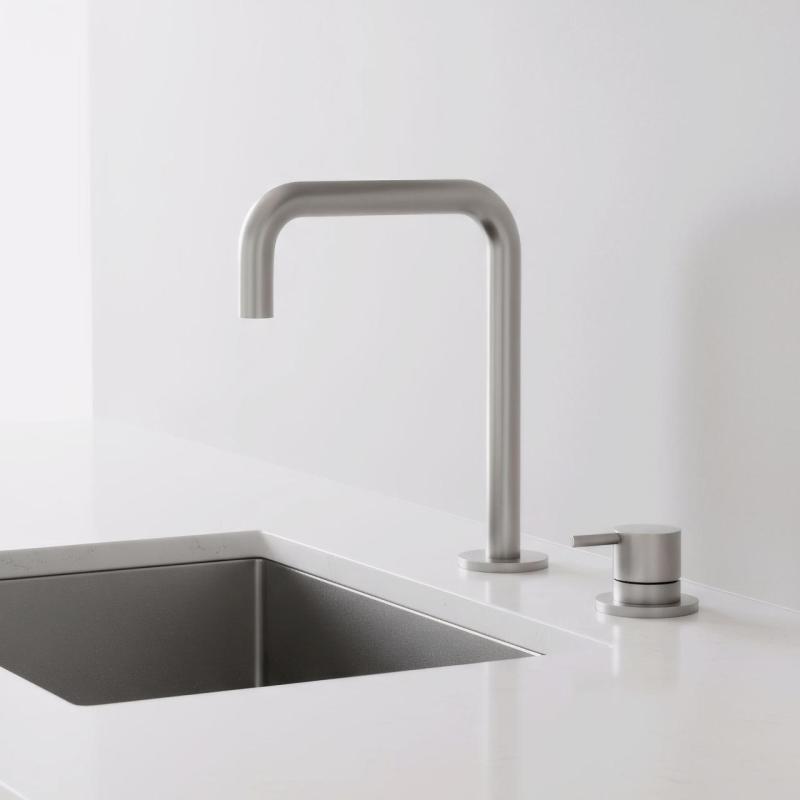 Pure.Sink Luxion Robinet de bucătărie din oțel inoxidabil masiv cu 2 găuri și ieșire în formă de U PLX2HU-02