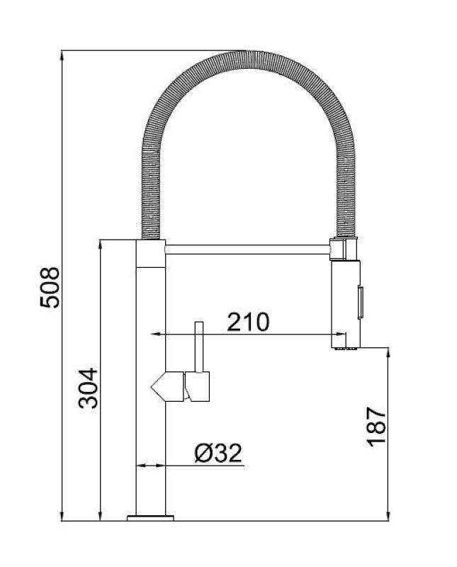 Pure.Sink Luxion Mat Robinet de bucătărie negru profesional cu ieșire flexibilă și 2 tipuri de jet PLXFLEX-10