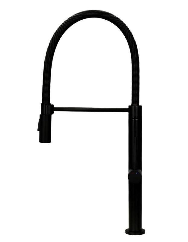 Pure.Sink Luxion Robinet de bucătărie Mat Black profi cu ieșire flexibilă și 2 tipuri de jet PLXFLEX-10