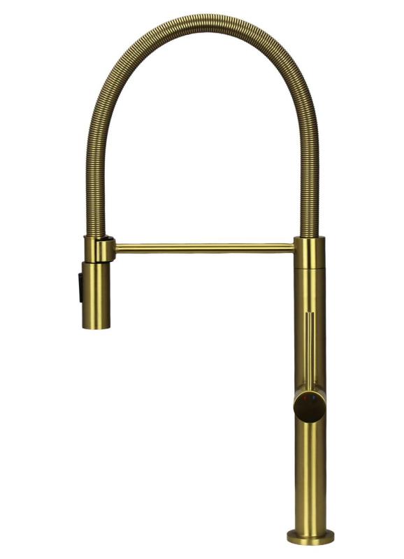 Pure.Sink Luxion Robinet de bucătărie auriu profi cu ieșire flexibilă și 2 tipuri de jet PLXFLEX-60