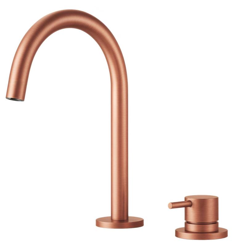 Pure.Sink Luxion Robinet de bucătărie din cupru cu 2 găuri și bec rotund PLX2HR-62