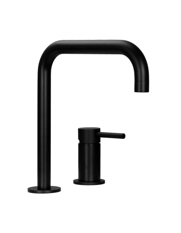 Pure.Sink Luxion Robinet de bucătărie cu 2 găuri, negru mat, cu bec în formă de U PLX2HU-10