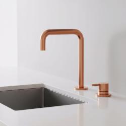 Pure.Sink Luxion Robinet de bucătărie din cupru cu 2 găuri și bec în formă de U PLX2HU-62