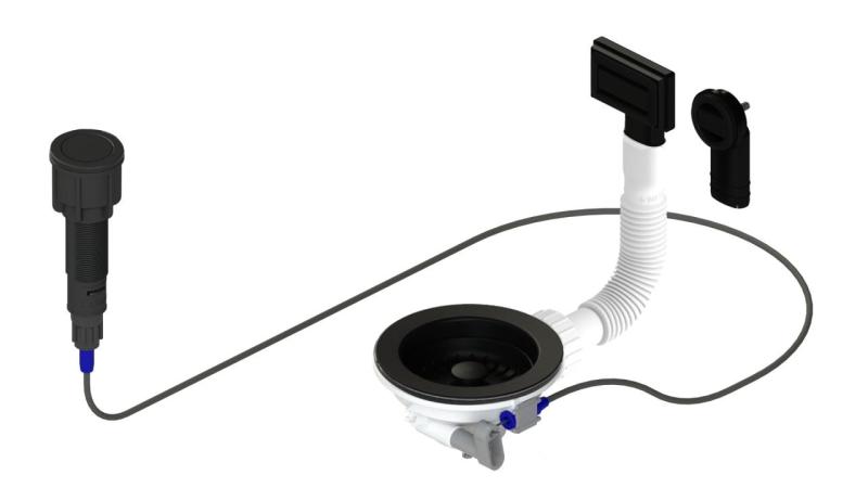 Set de scurgere Granitemy Negru inclusiv buton de deșeuri cu dop, plus preaplin dreptunghiular și rotund 1208971746