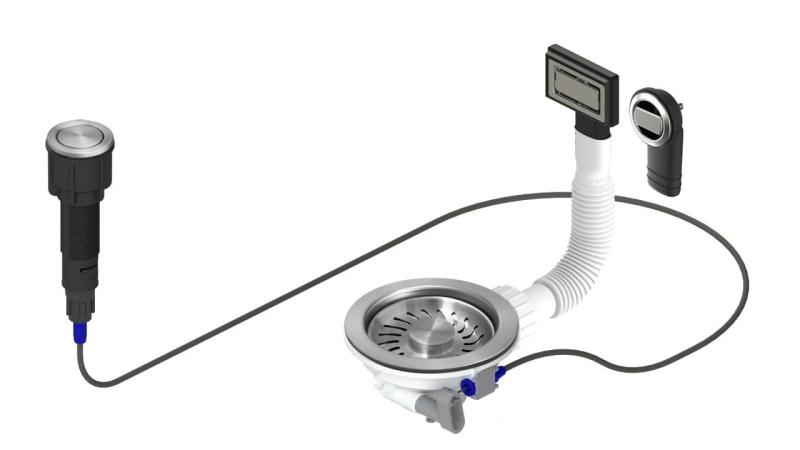 Set de scurgere Granitemy din oțel inoxidabil, inclusiv buton de presă pentru plug, plus suprafață rectangulară și rotundă 1208971748