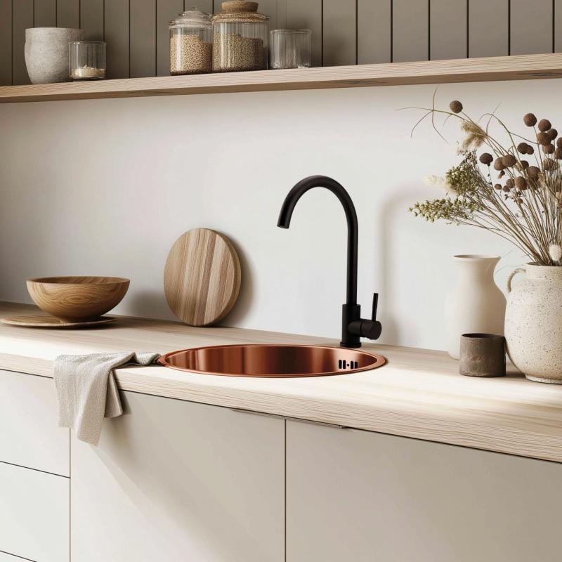 Pure.Sink Rondo Chiuvetă Rotundă de Cupru pentru montare la nivel, submontare și supramontare 38 cm PRN38-62