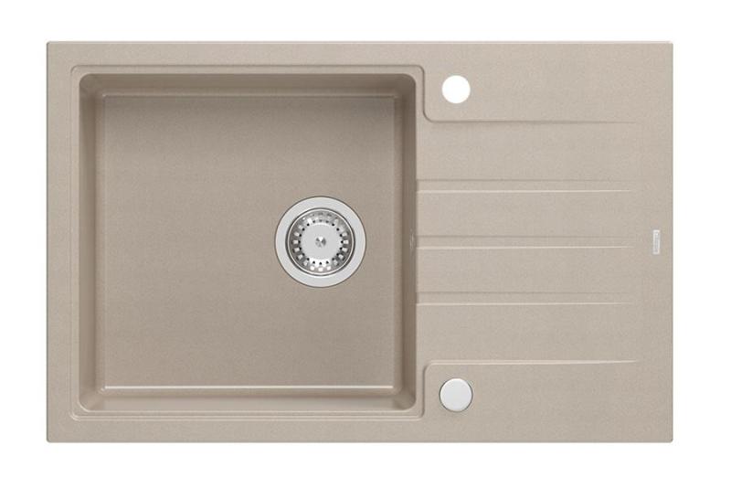 Quadri Cardigan Pearl Beige chiuvetă de granit cu suprafață de scurgere reversibilă 78x50cm 1208971816