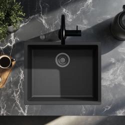 Chiuveta neagră Ausmann Fibre de 50x40cm pentru montare sub blat, pe blat și încorporată cu dop automat gun metal 1208971860