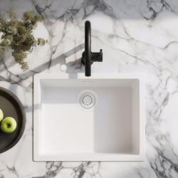 Chiuvetă albă Ausmann Fibre 50x40cm pentru montare sub blat, suprafață și încorporată cu dop automat alb 1208971903