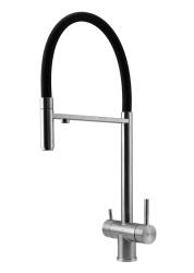 Pure.Sink Elite Steel Flex Robinet de bucătărie din oțel inoxidabil cu 3 căi, cu ieșire flexibilă și apă filtrată PS8110-02