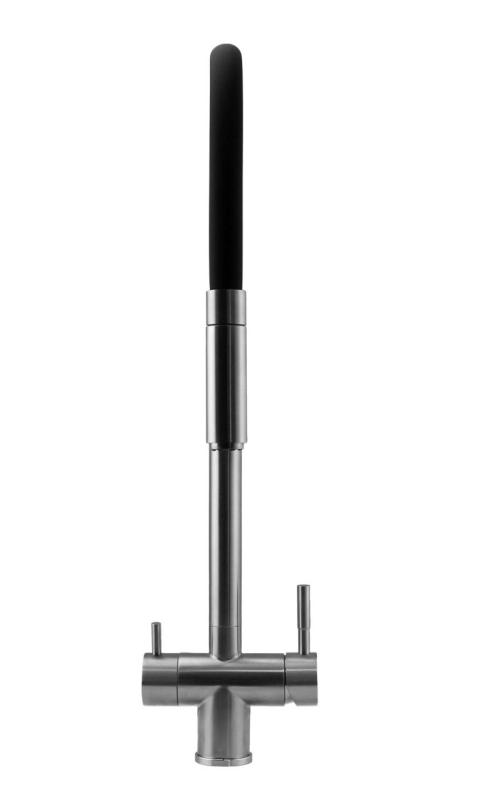 Pure.Sink Elite Steel Flex Robinet de bucătărie din oțel inoxidabil cu 3 căi, cu ieșire flexibilă și apă filtrată PS8110-02