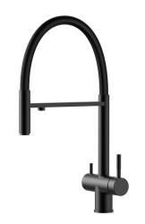 Pure.Sink Elite Steel Flex Robinet de bucătărie negru mat cu 3 căi, cu ieșire flexibilă și apă filtrată PS8110-10