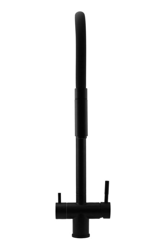 Pure.Sink Elite Steel Flex Robinet de bucătărie negru mat cu 3 căi, cu ieșire flexibilă și apă filtrată PS8110-10