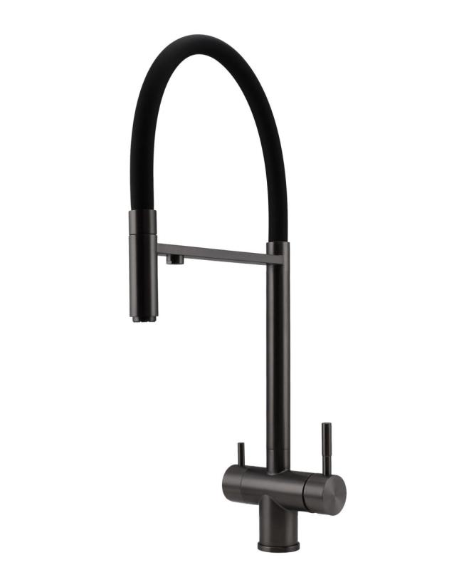 Pure.Sink Elite Steel Flex Robinet de bucătărie cu 3 căi PVD metalic cu ieșire flexibilă și apă filtrată PS8110-61