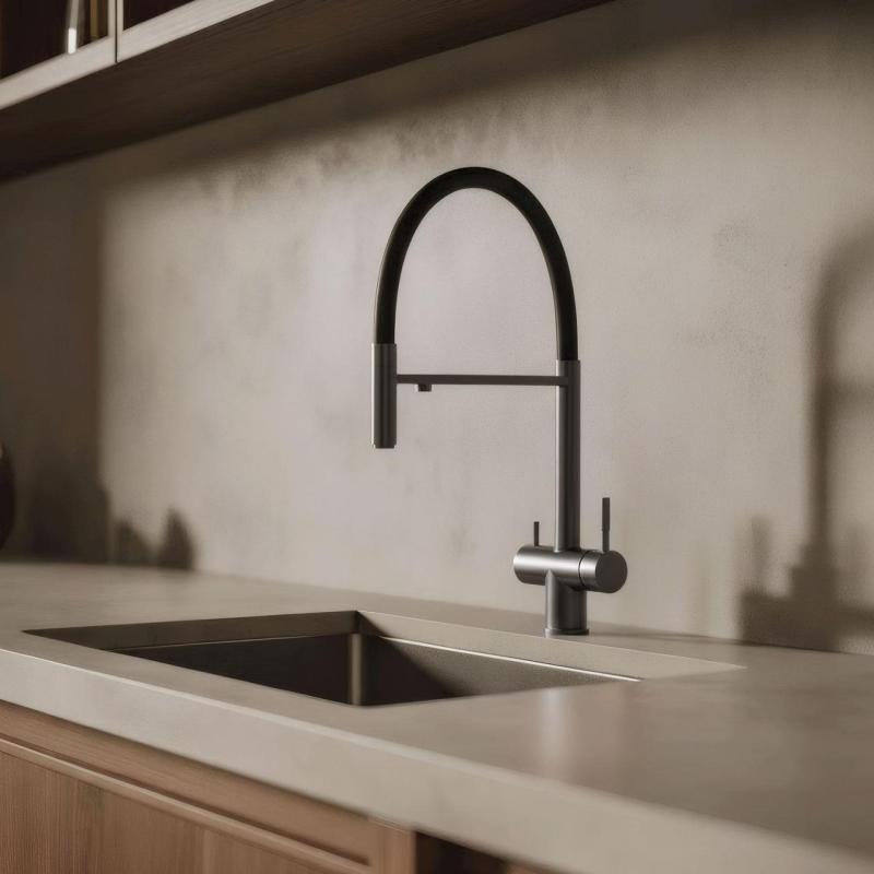 Pure.Sink Elite Steel Flex Robinet de bucătărie cu 3 căi PVD metalic cu ieșire flexibilă și apă filtrată PS8110-61