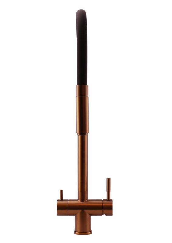 Pure.Sink Elite Steel Flex Robinet de bucătărie cu 3 căi PVD cupru, cu ieșire flexibilă și apă filtrată PS8110-62