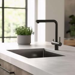 Pure.Sink Elite Steel Clear-S Mat negru Robinet de bucătărie cu 3 căi cu ieșire extensibilă și apă filtrată PS8120-10