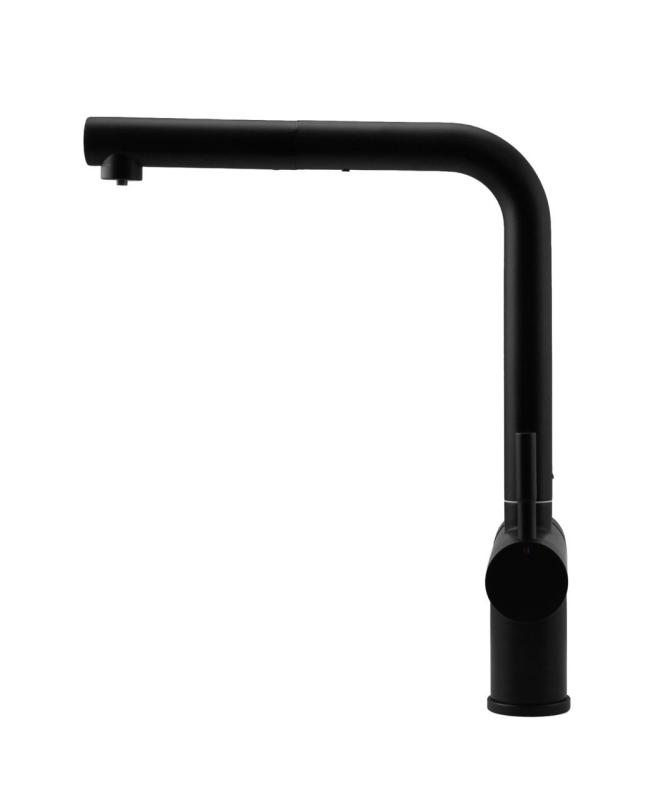 Pure.Sink Elite Steel Clear-S Mat negru Robinet de bucătărie cu 3 căi cu ieșire extensibilă și apă filtrată PS8120-10