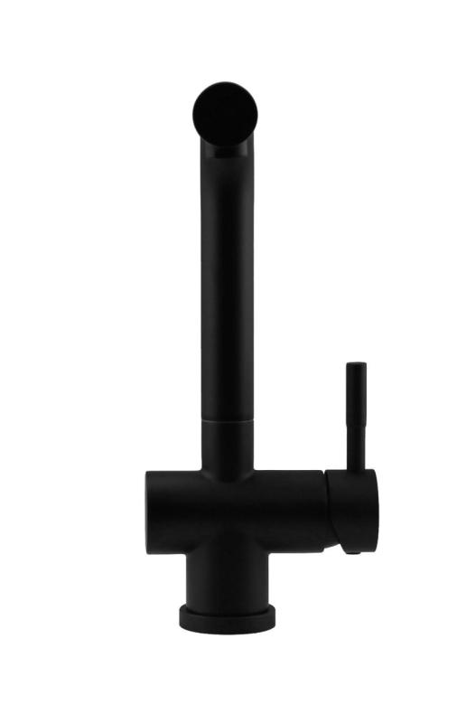 Baterie de bucatarie Pure.Sink Elite Steel Pulse-S cu finisaj negru mat, cu gura extensibila si functie de pulverizare PS8500-10