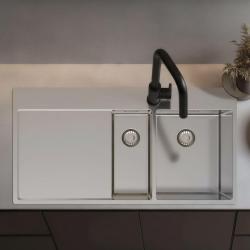 Pure.Sink Exclusivo Chiuvetă din oțel inoxidabil 1,5 cu zonă de scurgere 100x52 cm Robinet cu manetă dreapta PEX3418100RT-02