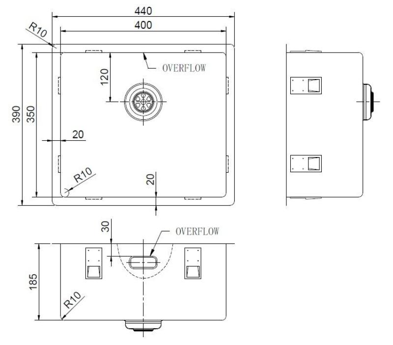 Pure.Sink Exclusivo Chiuvetă specială din oțel inoxidabil cu lungimea de 35 cm, 40x35 cm, rază de 10 mm PEX4035-02