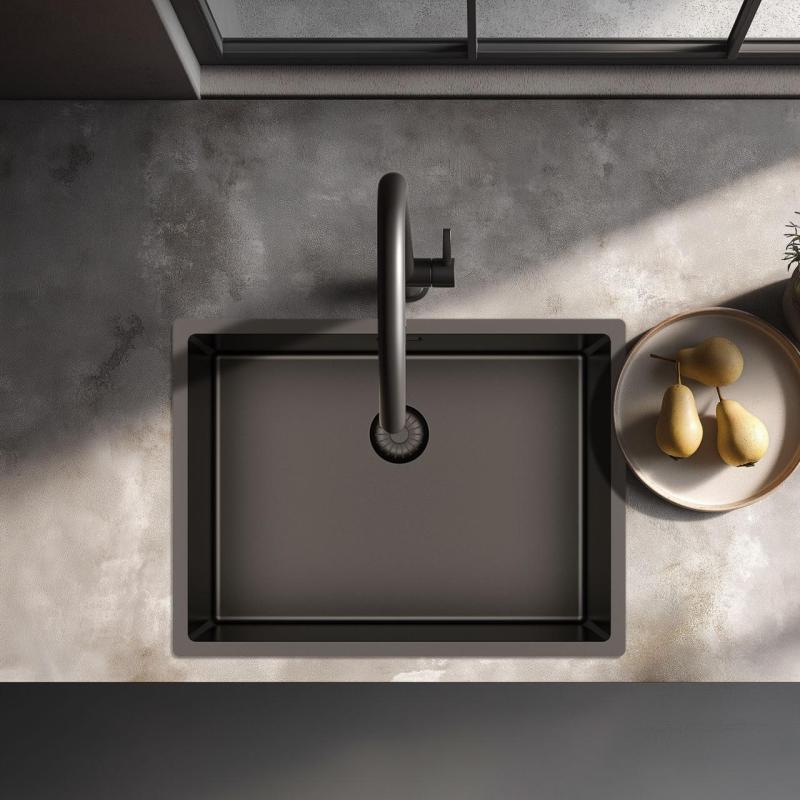 Pure.Sink Exclusivo Chiuvetă din metal gun metal 55x40 cm, rază de 10 mm, pentru montare sub blat, montare la nivel și montare pe blat PEX5540-61