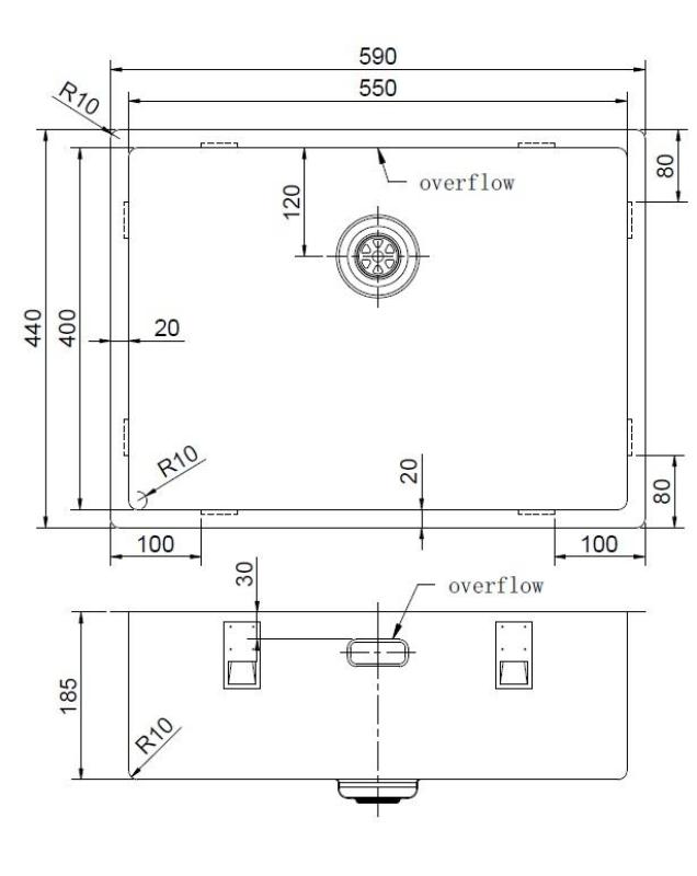 Pure.Sink Exclusivo Chiuvetă din cupru 55x40 cm, rază de 10 mm, pentru montare sub blat, montare în plan orizontal și montare pe blat PEX5540-62
