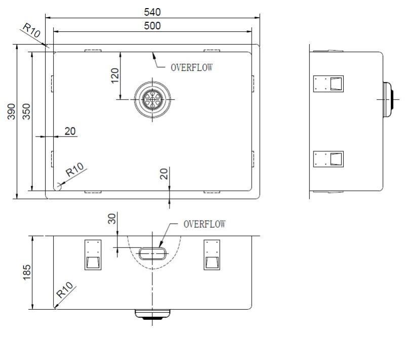 Pure.Sink Exclusivo Chiuvetă specială aurie de 35 cm lungime, 50 x 35 cm, rază de 10 mm PEX5035-60