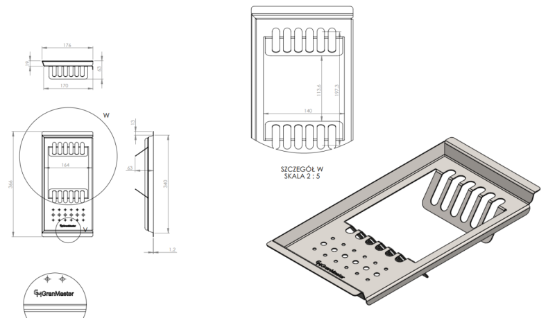 Massimo Accesoriu Tava pentru farfurii Negru Mat 366x176x63mm
