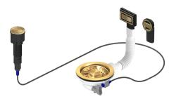 Pure.Sink Universal Set de scurgere auriu, inclusiv buton de apăsare cu dop, plus preaplin dreptunghiular și rotund WSTAUT-60