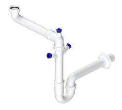 Pure.Sink Universal Sifon pentru chiuvetă, economisitor de spațiu, pentru bucătărie, cu 2 racorduri pentru mașina de spălat vase WSTSSI-32
