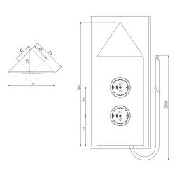 Indux Corner Coloană de energie cu 2 prize Randaarde Hoek Goud 1208972288