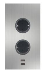 Indux Corner Colonă de alimentare cu 2 prize cu împământare și 2 încărcătoare USB din oțel inoxidabil 1208972296