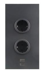 Indux Corner Stâlp de alimentare cu 2 prize cu împământare și 2 încărcătoare USB Negru 1208972297