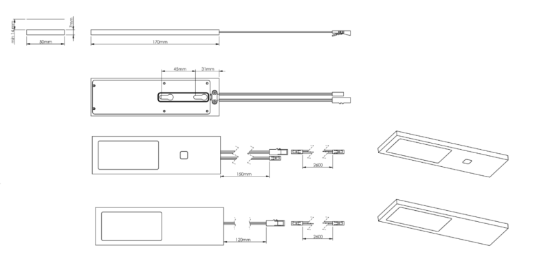 Indux Solin Set LED Multi Tone pentru bucătărie, 4 spoturi x 3,6 W, aluminiu 1208972342