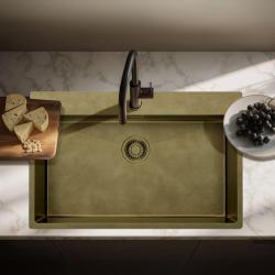 Pure.Sink Luxion Chiuvetă mare din bronz antic PVD 78x50 cm Tapwing cu suport pentru robinet și raft inferior PLX7850T-64