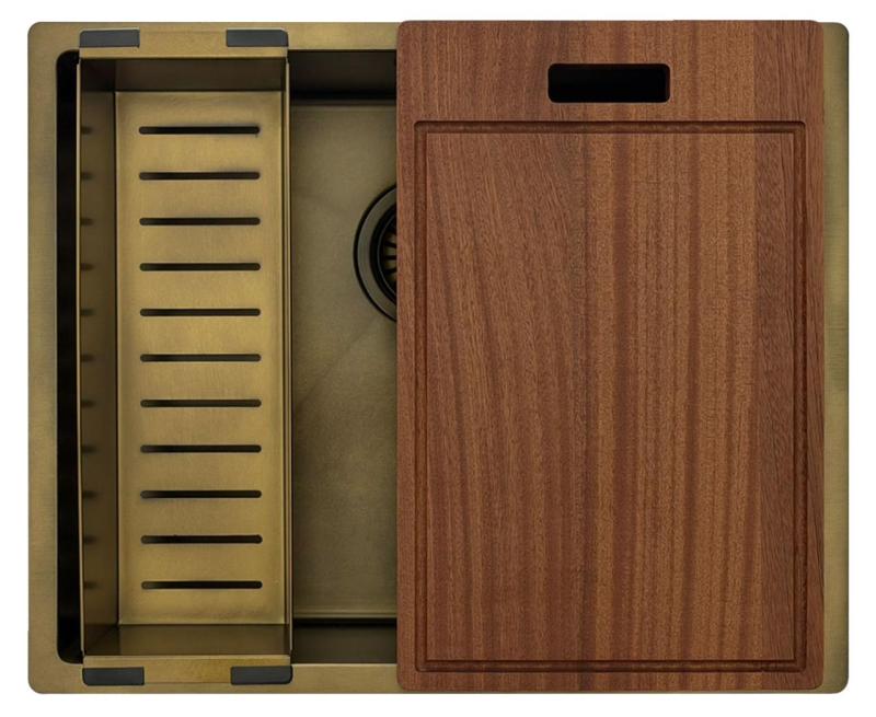 Pure.Sink Luxion PVD Chiuvetă din bronz antic 50x40 cm pentru montare sub blat, încastrare și montare pe blat cu raft inferior PLX5040-64