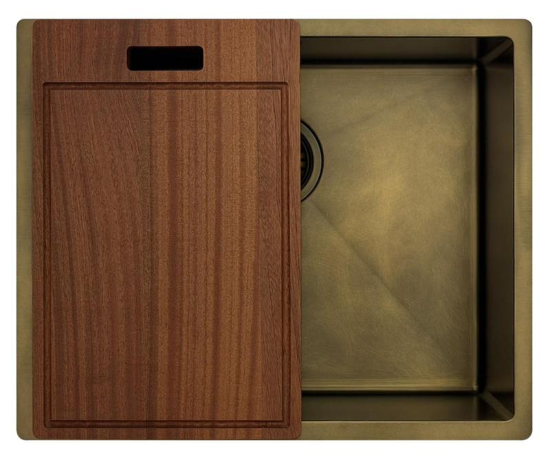 Pure.Sink Luxion PVD Chiuvetă din bronz antic 50x40 cm pentru montare sub blat, încastrare și montare pe blat cu raft inferior PLX5040-64