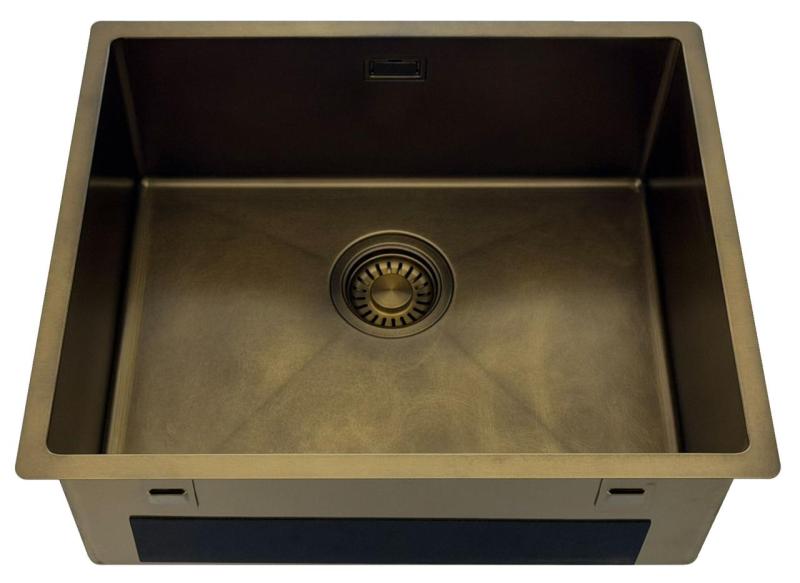 Pure.Sink Luxion PVD Chiuvetă din bronz antic 50x40 cm pentru montare sub blat, încastrare și montare pe blat cu raft inferior PLX5040-64