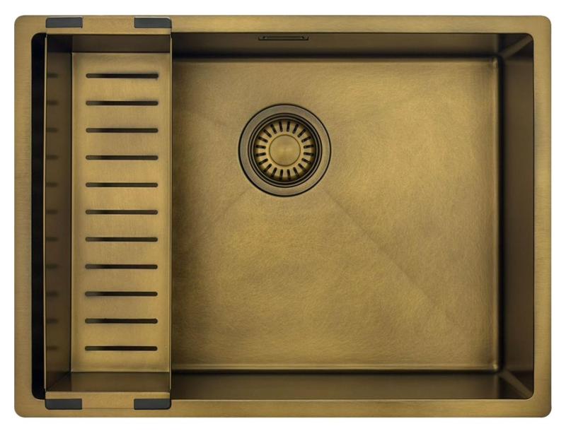 Pure.Sink Luxion PVD Chiuvetă din bronz antic 55x40 cm pentru montare sub blat, încastrare și montare pe blat  cu raft inferior PLX5540-64