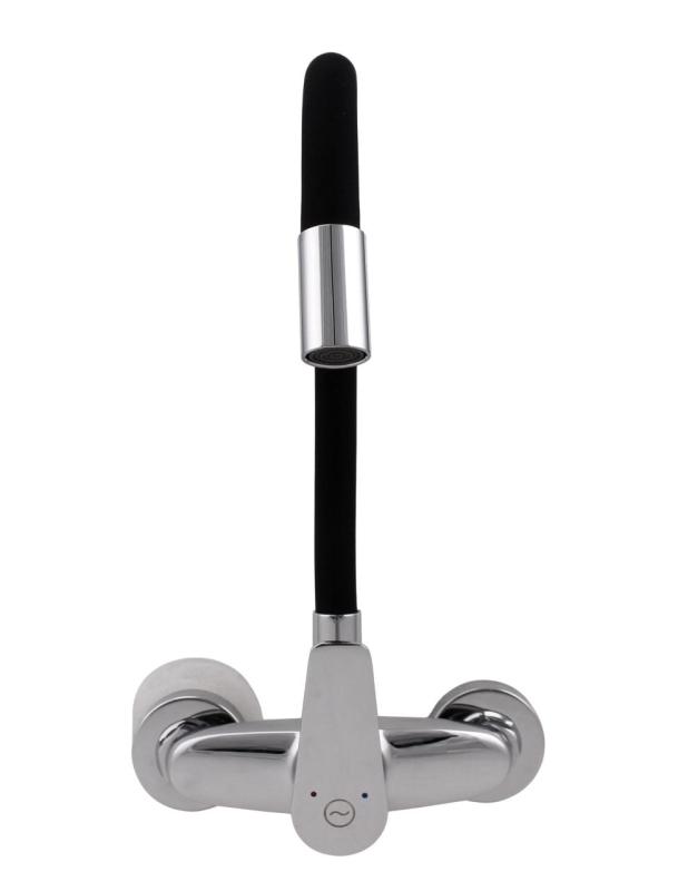 Aquanello Casa Robinet de bucătărie de perete cromat cu gura de scurgere flexibilă înaltă CR-1301-CS