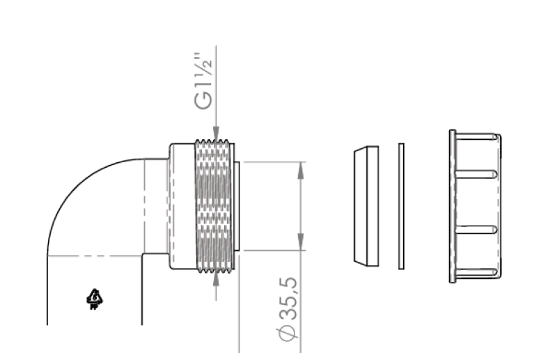 Pure.Sink Kit cot sifon UK cu piuliță și garnituri 40 mm WSTSUK-32