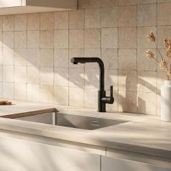 Graniteland Celeste Baterie de bucătărie neagră cu duză extensibilă și duș de mână cu dublă funcție 1208972454