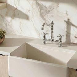 Aquanello Heritage Ascot Baterie de bucătărie clasică, în stil nostalgic, cu mâner în formă de cruce, cromată, model CR-4001-HA