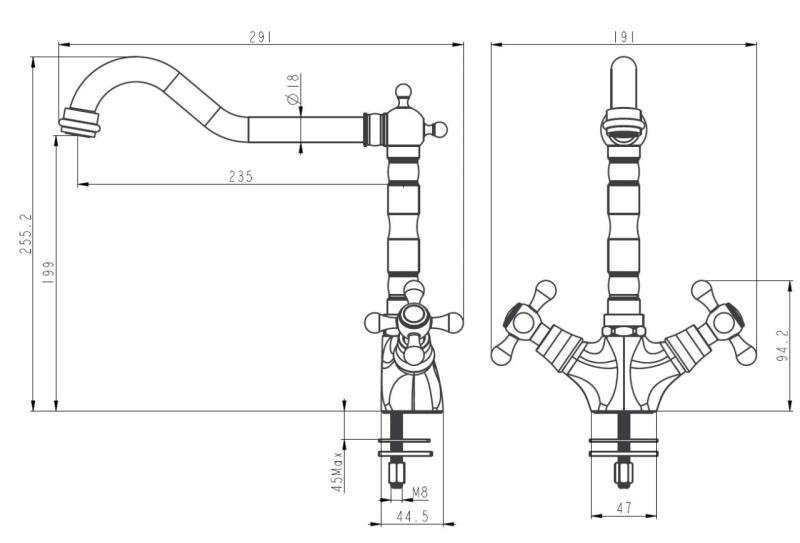 Aquanello Heritage Ascot Bucătărie clasică Robinet de bucătărie nostalgic din bronz cu bec unghiular BN-4002-HA