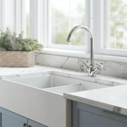 Aquanello Heritage Ascot Bucătărie clasică Robinet de bucătărie nostalgic cromat cu bec rotund CR-4003-HA