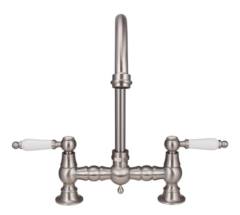 Aquanello Heritage Manor Bucătărie clasică Robinet de bucătărie nostalgic din oțel inoxidabil cu mâner alb și bec rotund NB-4001-HA