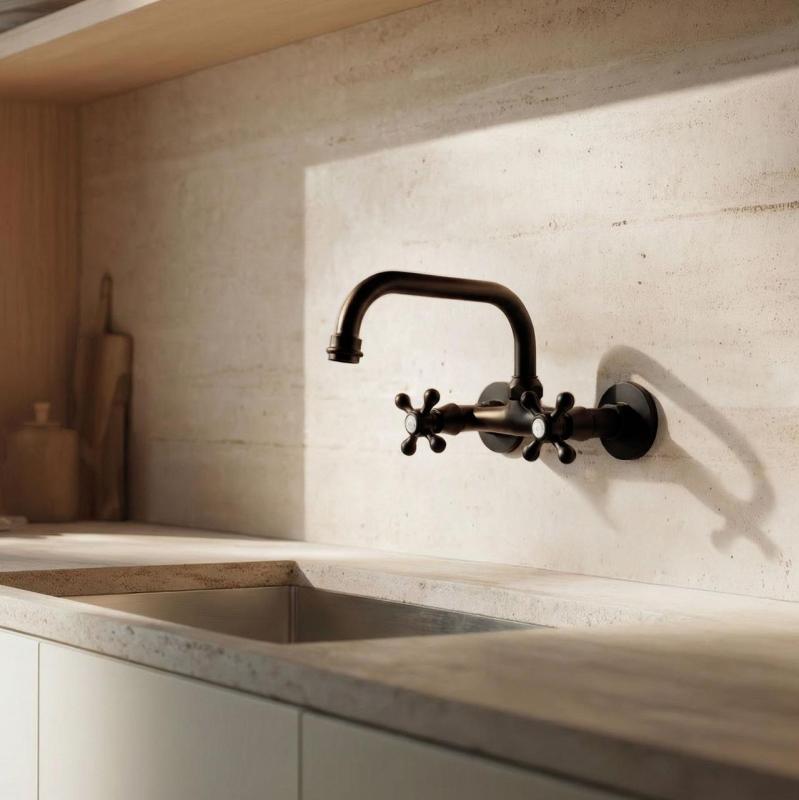 Aquanello Heritage Ascot Robinet clasic de bucătărie cu gura de scurgere superioară, negru BL-4110-HA